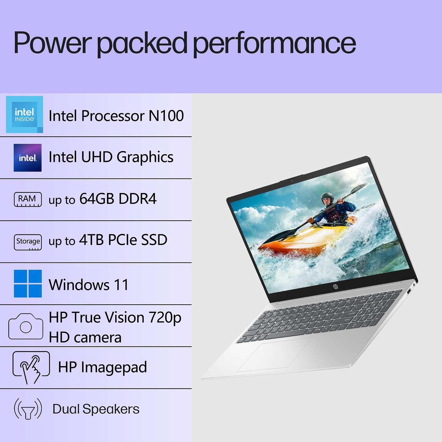 HP Pavilion 15.6" FHD Laptop Computer  16GB DDR4 RAM  240GB PCIe SSD  Intel N100 CPU  WiFi 6  Bluetooth  Webcam  Type-C  Lifetime Office 365  Windows 11  Type C RJ45  Light Gray