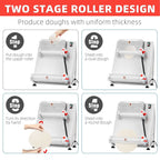 Garvee Commercial Pizza Dough Roller Sheeter, Max 16", Automatic 370W Electric Pizza Dough Roller, Stainless Steel, Suitable for Noodle, Pizza Bread and Pasta Maker Equipment