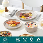 vancasso PLAYA Ceramic Plates and Bowls Sets,18 Pieces Grey Dinnerware Sets for Kitchen,Reactive Glaze Dishes Set for 6, Dishwasher and Microwave Safe