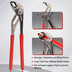 iCrimp Angle Head F1807 PEX Pipe Crimping Tool for Copper Rings - 1/2&3/4-inch Two Crimper Set with 9.5" Groove Joint Pliers, PPR Cutter, 20PCS 1/2" and 10PCS 3/4" Copper Rings