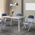VINGLI 6 Pack Folding Chairs with Padded Seats, Metal Frame with Pu Leather Seat & Back, Capacity 350 lbs, Blue