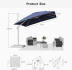 PURPLE LEAF 10 FT Right-left Tilt White Cantilever Umbrella with Base Patio Outdoor Swivel Umbrellas with Aluminum Tilt Offset Umbrella with 360° Rotation for Deck Pool, Navy Blue