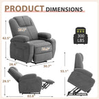Flamaker Power Lift Chair Massage Recliner Chairs for Elderly - Ergonomic Design with Cup Holders & Side Pockets, Remote Control (Gray)