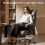 Efomao Big and Tall Office Chair 400lbs - Heavy Duty Executive Desk Chair with Foot Rest & 23" Wide Seat - High Back Ergonomic Leather Computer Chair for Heavy People, Home Office, Grey