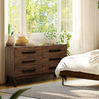 Acacia Legacy Dresser for Bedroom with 6 Drawers, Solid Wood Double Dresser for Bedroom, Living Room, Hallway, Walnut