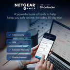 NETGEAR Nighthawk 8-Stream WiFi 6 Router (RAX70) - Security Features  AX6600 Tri-Band Wireless Speed (up to 6.6 Gbps) - Coverage up to 2 500 sq. ft.  40 Devices