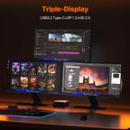 PELADN Mini PC Gaming  Dual LAN  Ryzen 5 5600H (Upgraded 5700U/7430U) 16GB DDR4/512GB NVMe SSD Dual LAN Type-C/DP/HD Mini Desktop Computer WiFi6 4K/60Hz Triple-Display USB3.2/BT5.2 Mini Computer