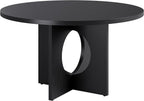 Garvee 47" Round Dining Table for 4-6 People - Circle Kitchen Dinner Table with Sturdy Pedestal Base, Space Saving Dinning Room Furniture for Living Room, Kitchen, Apartment, Black