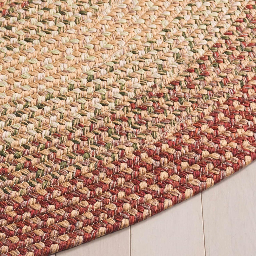SAFAVIEH Washable Rug Outdoor Braided Collection - 8' x 10' Oval, Rust & Multi, Handmade & Reversible, Non-Shedding & Easy to Clean, Ideal for Patio, Backyard, Mudroom (BRD303A)