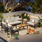 Aoxun Aluminum Patio Furniture Set 7 Seats  Oversized Outdoor Sectional with Washable Thick Cushions  Coffee Table and Waterproof Cover  Patio Conversation Sets for Porch  Balcony  Deck