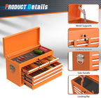 8-Drawer Rolling Tool Chest with Wheels, 2-in-1 Detachable Tool Box with Drawers and Large Cabinet, Rolling Tool Chest Storage Cabinet with Lockable for Warehouse, Garage, Workshop (Orange)