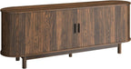 70" Farmhouse TV Stand with 50" Fireplace for TVs up to 85" 80" 75" 70" 65", Media Entertainment Center with Large Storage Cabinet,Sliding Doors for Living Room, Walnut