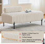 NIOIIKIT 49.6" Modern Loveseat Sofa Couch, Upholstered Accent Sofa with Golden Legs and Adjustable Backrest, Small Faux Fur Couches for Bedroom, Living Room, Compact Small Space (Beige)