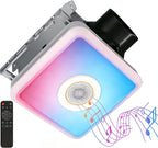 Consciot 160CFM Bathroom Exhaust Fan with Light and Bluetooth Speaker, 7 RGB Light & Music Sync Mode, 1500Lm 3000K/4000K/5000K Light, Nightlight, Remote Control, Quiet 1.0 Sone Ventilation Fan