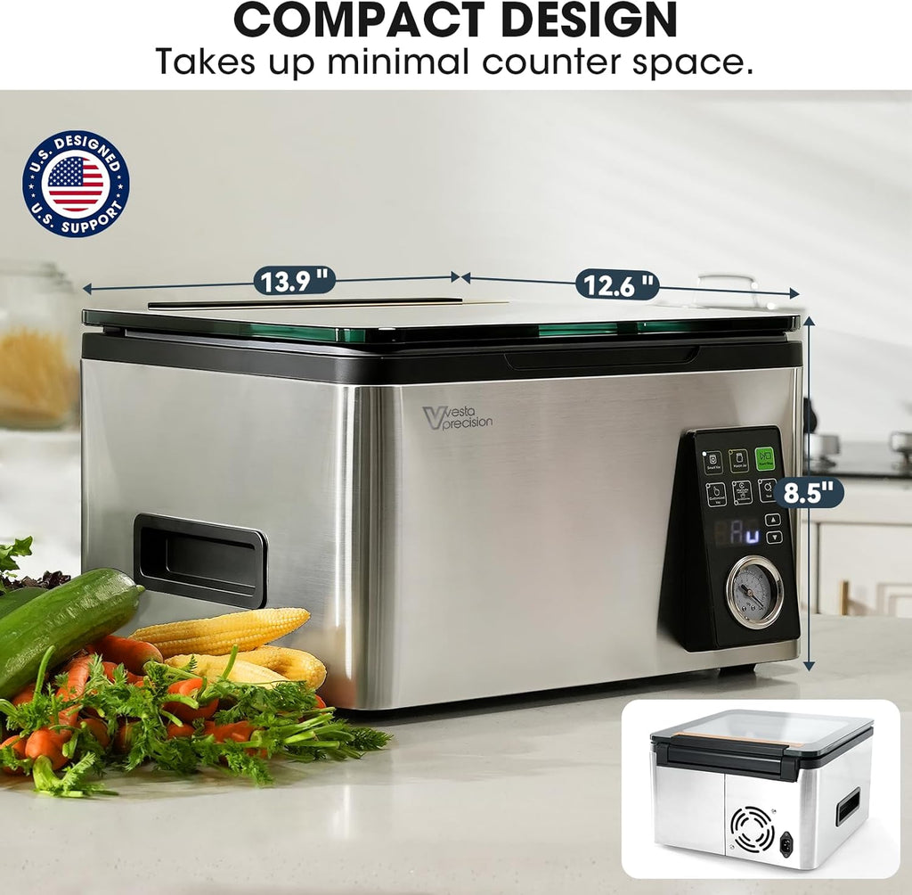 Vesta Precision 12” Chamber Vacuum Sealer, Smart Auto Vacuum Time, Easy-to-Clean System, Commercial-Grade Pump, Deep Chamber for Liquids, Meats, Mason Jars & Sous Vide, V513