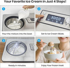 Ice Cream Maker with Upgraded Compressor, 40% Faster Freezing, No Pre-Freezing Needed, LED Display, 2.1 Qt Capacity, Easy Operation for Ice Cream & Yogurt, Stainless Steel