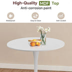 Round Dining Table 27.5" White Tulip Table with Pedestal Base for 2-4 People Small Space - Kitchen Living Room Cafe