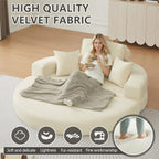 71" Boneless Couch Sofa Bed Oversized Round Couch 2-in-1 Foldable Floor Loveseat Sofa for Living Room and Apartment No Assembly (Beige, 71")