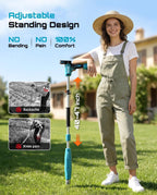 SEESII Stand-Up Weed Puller Tool with 40"-47" Adjustable Handle, High-Power 3-Claw Stainless Steel Spiral, 4S Deep Root Removal, One-Button Eject, Dandelion Remover & Crabgrass Puller for Garden
