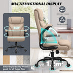 HeroSet Office Chair, Ergonomic Big and Tall Computer Desk Chairs, Executive Breathable Leather Chair with Adjustable High Back Flip-up Armrests, Lumbar Support Swivel PC Chairs with Rocking Function