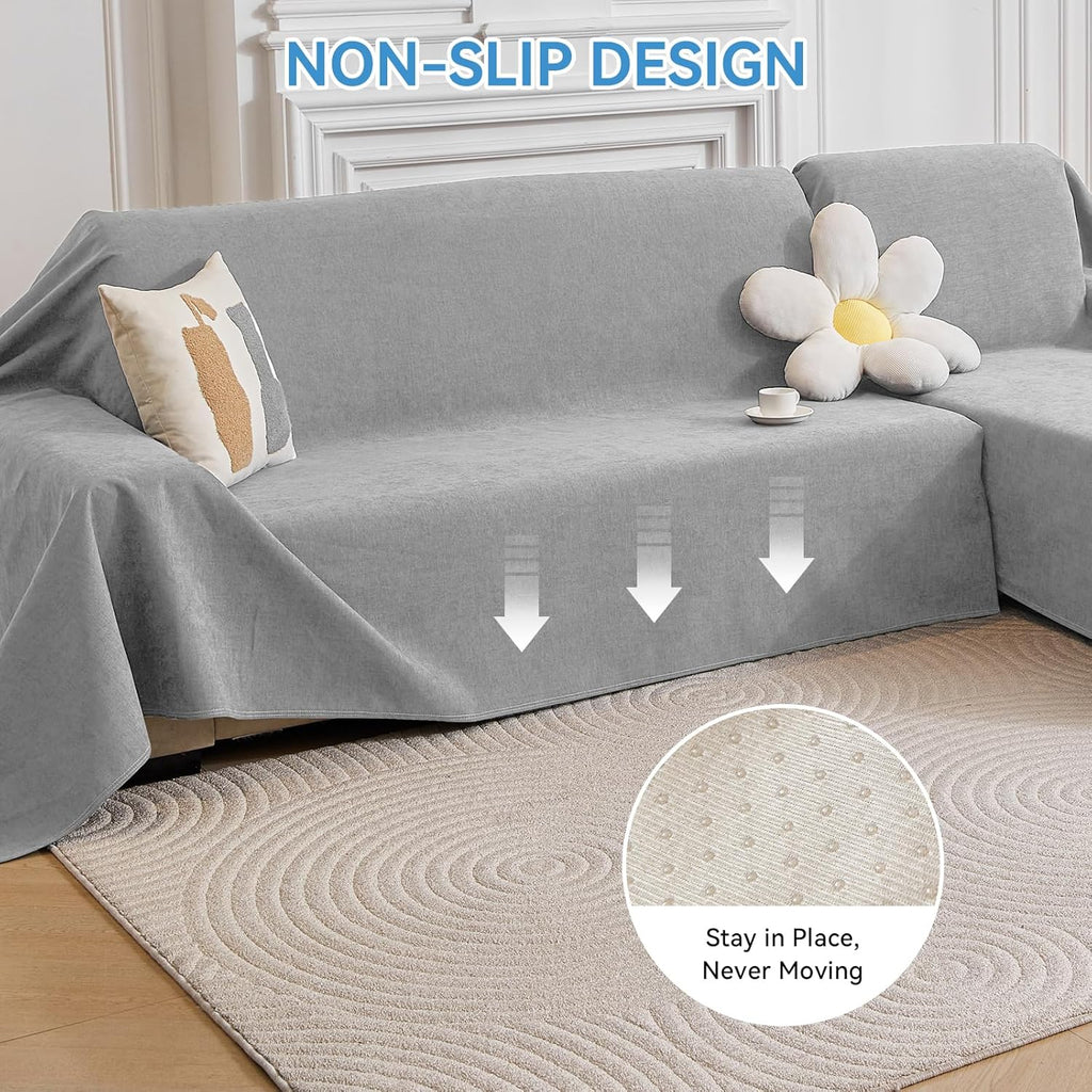 Deep Dream Sectional Couch Covers, 2 Pieces 100% Waterproof L Shaped Sofa Cover, Non Slip Couch Cover for Dogs Cats Washable, Pet Friendly Sofa Slipcovers Furniture Protector (XX-Large, Light Grey)