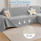 Deep Dream Sectional Couch Covers, 2 Pieces 100% Waterproof L Shaped Sofa Cover, Non Slip Couch Cover for Dogs Cats Washable, Pet Friendly Sofa Slipcovers Furniture Protector (XX-Large, Light Grey)