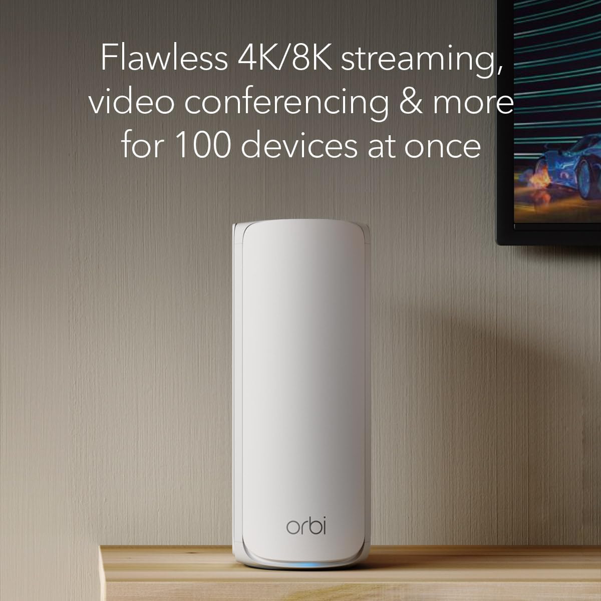 NETGEAR Orbi 770 Series Tri-Band WiFi 7 Mesh Network System (RBE773) - Router + 2 Satellite Extenders  Security Features  Up to 11Gbps  Covers up to 8 000 sq. ft.  100 Devices  2.5 Gig Internet Port