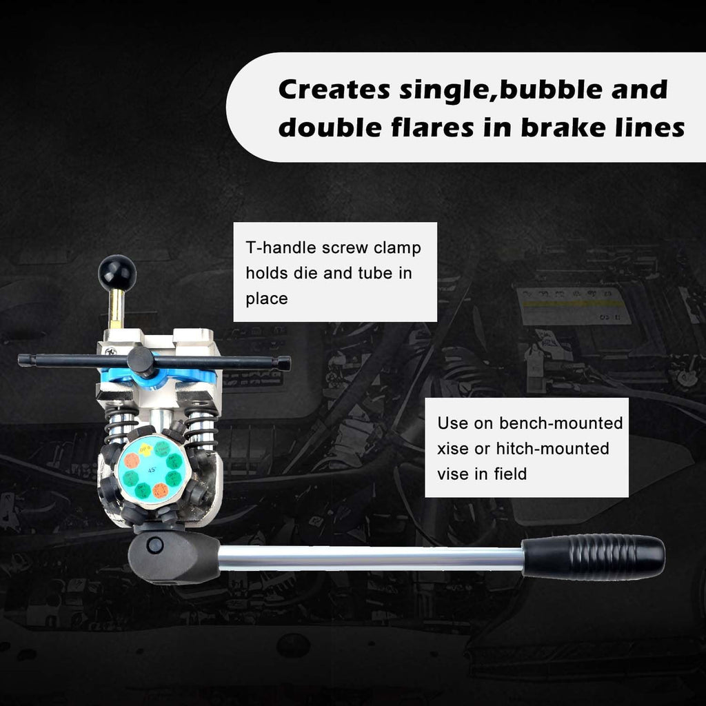 LainKeen Professional Brake Line Flaring Tool Kit, 45 and 37 Flaring Tool Set, Single, Bubble and Double Flare Tool Set for Brake Lines, Brake Flare Tool Kit for 3/16" 1/4" 5/16" 3/8" Tubes