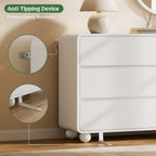 Lulive Wood Dresser for Bedroom, 53” Wide Chest of Drawers with 6 Drawers, Modern Closet Storage Drawer with Curved Profile Design for Living Room, Hallway, Entryway, White