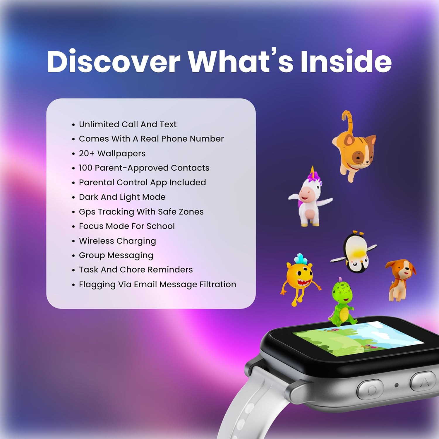 Gabb Watch 3e - GPS Tracker for Kids  Digital Smart Watch  No Social Media or Internet  Fees Required (Silver)