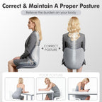 Civa Ergonomic Back Support Cushion for Office & Wheelchair, Posture Support for Long Sitting, Lumbar System & Extra-Thick Memory Foam for Sciatica Pain Relief (Max Hips 40", Waist 38")