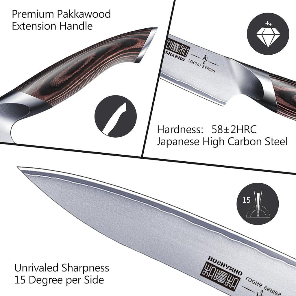 HOSHANHO 6 Inch Kitchen Knife, Ultra Sharp Japanese High Carbon Stainless Steel Chef Knife, Multipurpose Kitchen Utility Knife with Ergonomic Pakkawood Handle