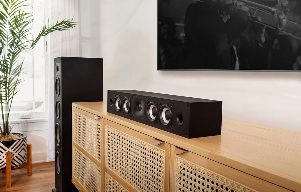 Polk Monitor XT35 Slim Center Channel Speaker - Hi-Res Audio Certified  Dolby Atmos & DTS:X Compatible  1" Terylene Tweeter & Four 3" Dynamically Balanced Woofers  Wall-Mountable  Midnight Black