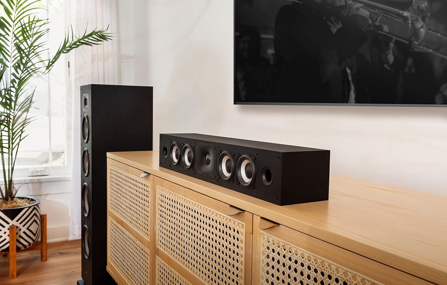 Polk Monitor XT35 Slim Center Channel Speaker - Hi-Res Audio Certified  Dolby Atmos & DTS:X Compatible  1" Terylene Tweeter & Four 3" Dynamically Balanced Woofers  Wall-Mountable  Midnight Black