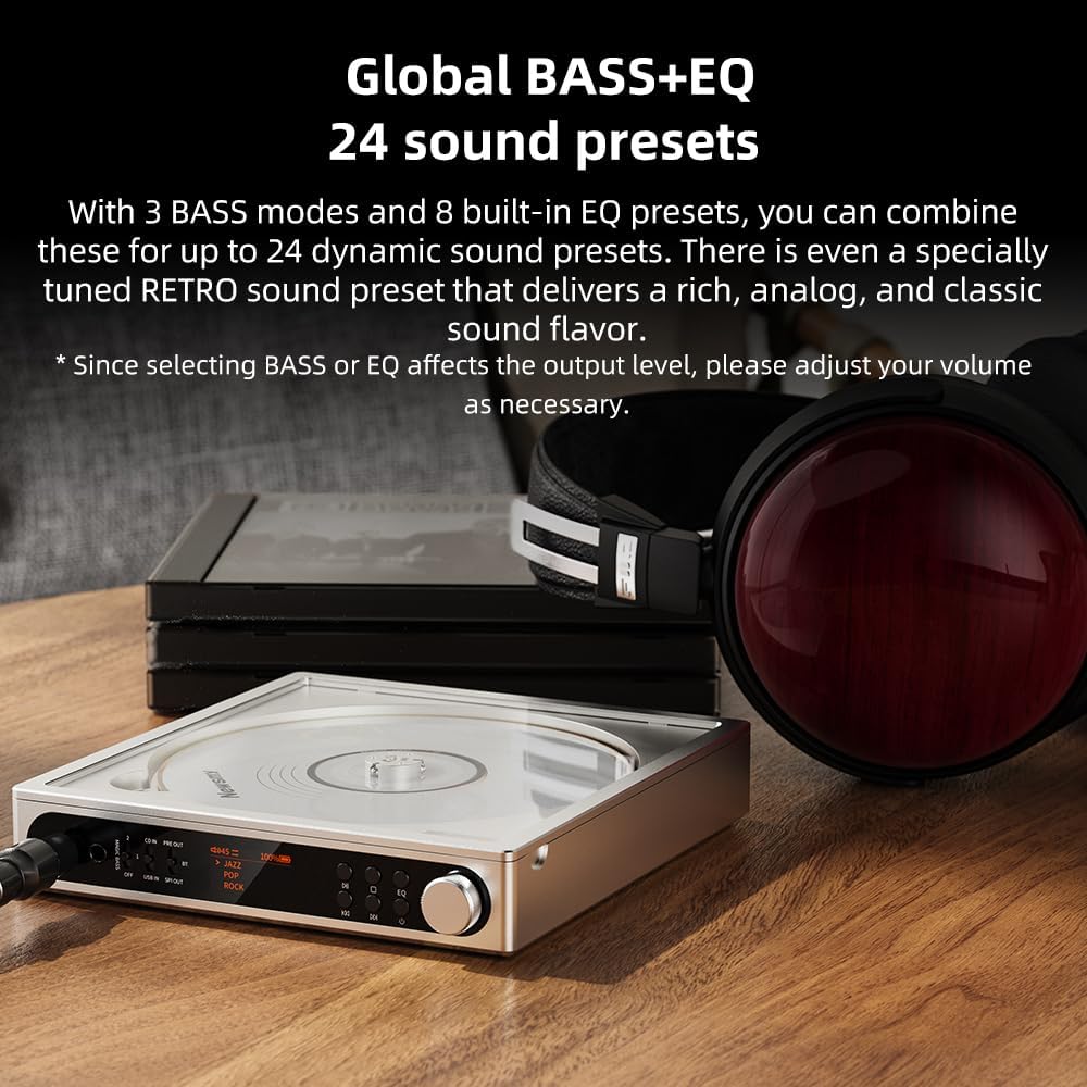 FiiO DM15 Portable Stereo CD Player with True 24Bit R2R DAC  1150mW+1150mW High-Power Output  aptX Adaptive Bluetooth Transmitter  24 Sound Presets  USB/CD HiFi Audio  HD Display (Black)