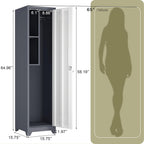 Metal Garage Storage Cabinet,Broom Closet Storage Cabinet,Utility Closet Cabinet for Garage,Office,Gym,Grey-White