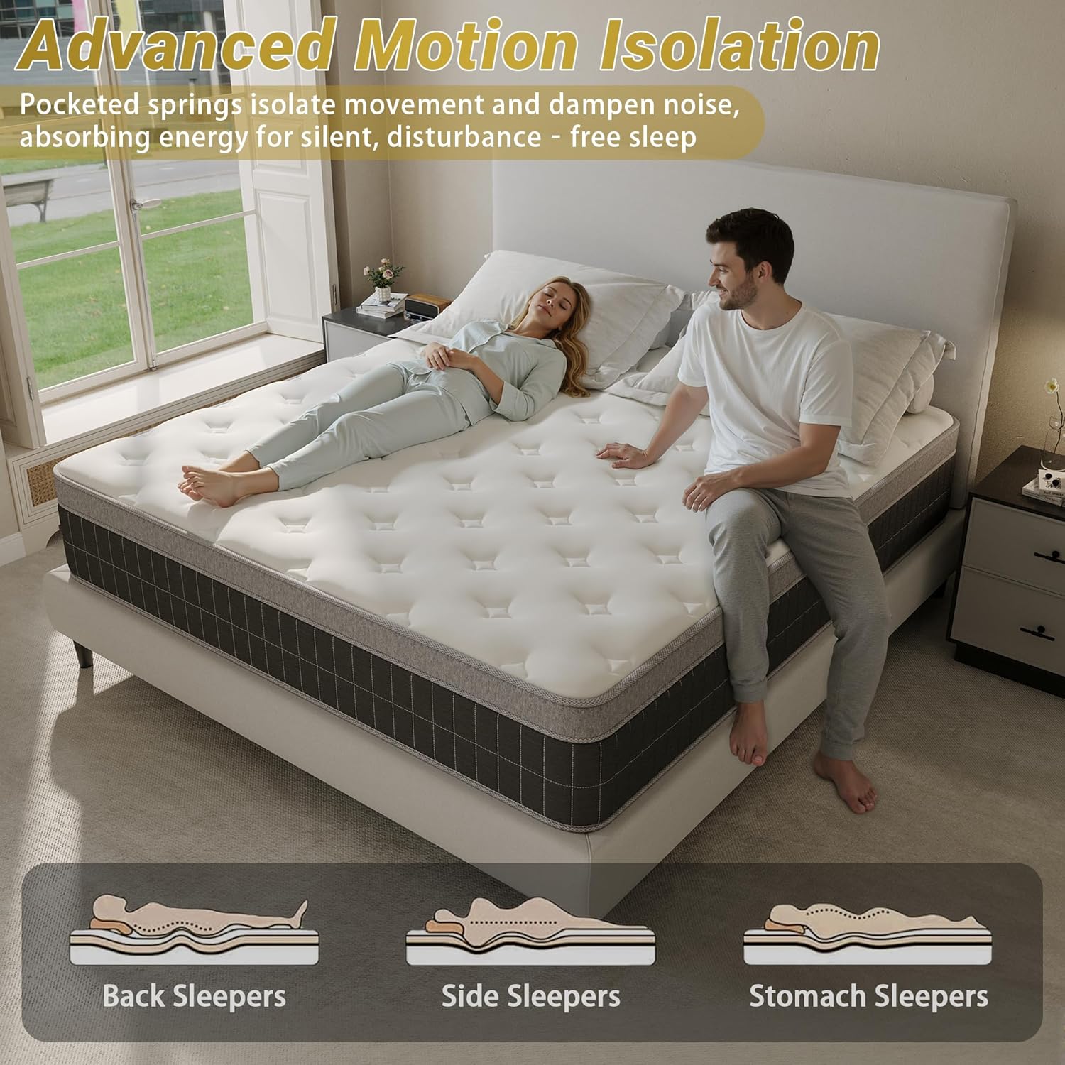 10″ King Hybrid Mattress – Soft & Supportive, Cooling Airflow Foam + Pocket Coils, Medium-Soft Comfort, Motion Isolation, CertiPUR-US, Fiberglass-Free