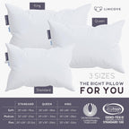 Lincove Cloud Natural Canadian Down Pillow, White Luxury Sleeping Pillow - 625 Fill Power, 500 Thread Count Cotton Shell, Made in Canada, Standard - Firm, 1 Pack