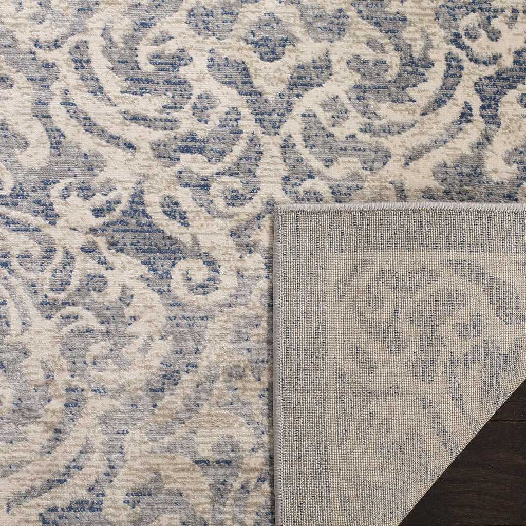 SAFAVIEH Brentwood Collection Area Rug - 10' x 13', Light Grey & Blue, Damask Design, Non-Shedding & Easy Care, Ideal for High Traffic Areas in Living Room, Bedroom (BNT810G)