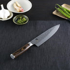 Shun Cutlery Premier Chef's Knife 8”, Thin, Light Kitchen Knife, Ideal for All-Around Food Preparation, Authentic, Handcrafted Japanese Knife, Professional Chef Knife