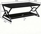 HOMISSUE Coffee Table, Rustic Rectangle Coffee Table with 2-Tier Storage, Engineered Wood Center Table with Open Shelves, Minimalist Coffee Table for Living Room, 47 Inch, Black