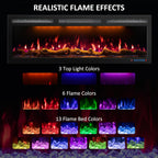 60 Inch WiFi Electric Fireplace Heater, Recessed or Wall Mounted, Ultra‑Slim 5.51" Deep, 750/1500W, 12 Flame Colors & 12 Ember Bed Colors,Remote & App Control, Works with Alexa & Google Home