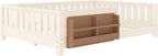 Bellemave Full Size Floor Bed with Slats and Safety Guardrail, Beige