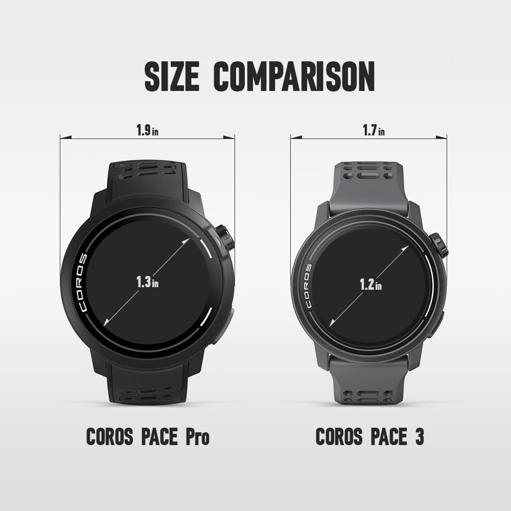 COROS PACE Pro GPS Sport Watch  1.3-inch AMOLED Touchscreen  Fastest in Class Processor Running Watch  20 Days Battery Life  Navigation with Global Offline Maps  Sleep Tracking  Running - Black