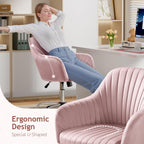 Warmiehomy Office Chair, Velvet Desk Chair for Home Office, Cozy Vanity Chair, Girl Cute Makeup Chair with Arm Rest for Bedroom Dressing Room (Blush Pink)