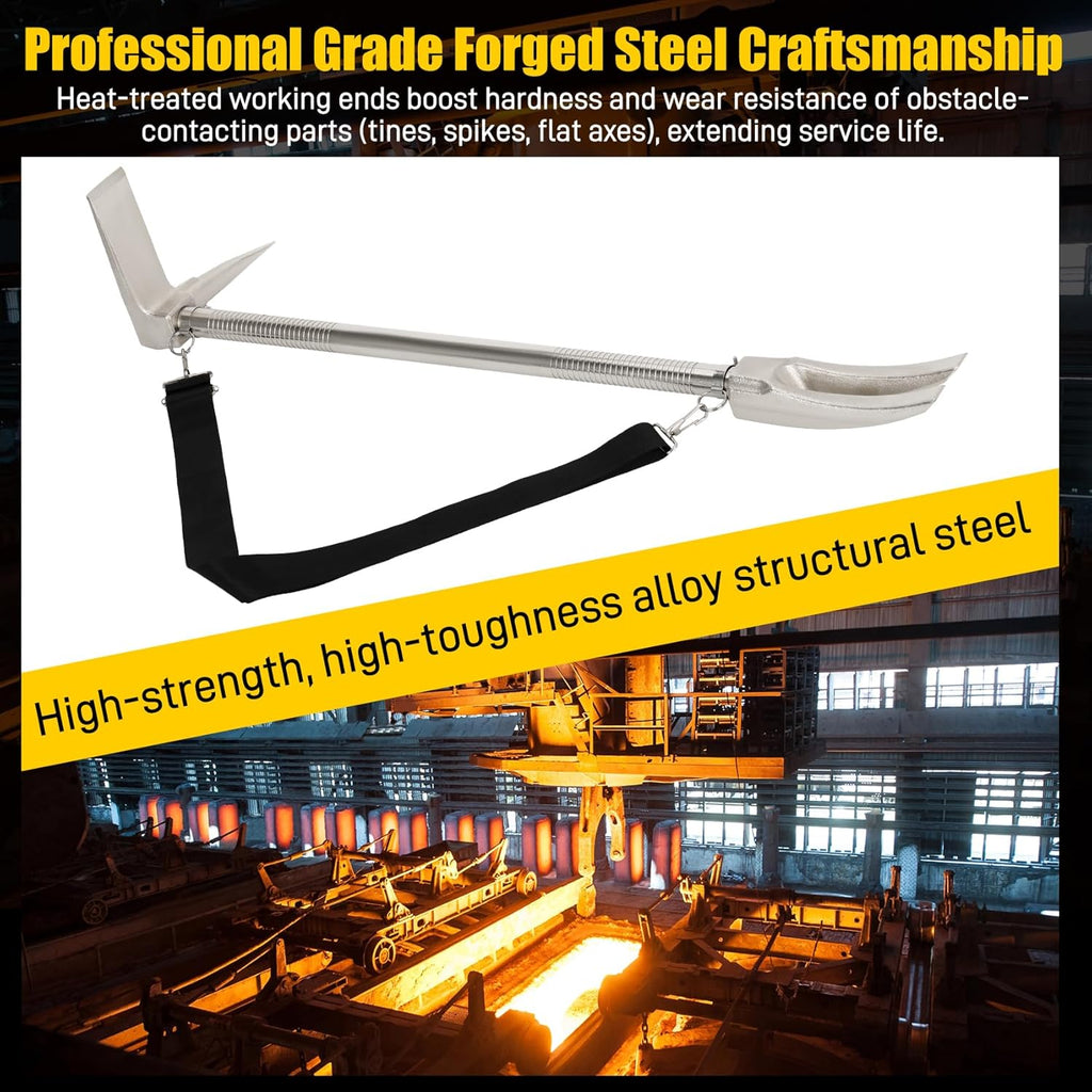 30" Halligan Tool, Halligan Bar with Carry Strap for Fire Rescue, Tactical Breaching & Emergency Entry