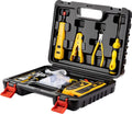 Pass Through RJ45 Crimp Tool Kit, Network Tool Kit, Ethernet Crimper Cat6 Cat5e Cat5 Crimping Tool with Wire Tracker, 110/88 Punchdown Tool, Cat6 Pass Through Connectors, Wire Stripper