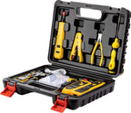 Pass Through RJ45 Crimp Tool Kit, Network Tool Kit, Ethernet Crimper Cat6 Cat5e Cat5 Crimping Tool with Wire Tracker, 110/88 Punchdown Tool, Cat6 Pass Through Connectors, Wire Stripper
