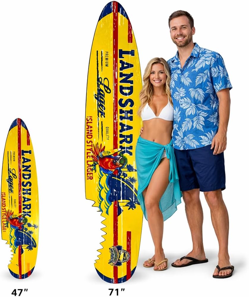 Nuekreations Surfboard Wall Decor – Island Style Tropical Beach Bar Sign – Decorative Surfboard Wall Art – 47" or 71"