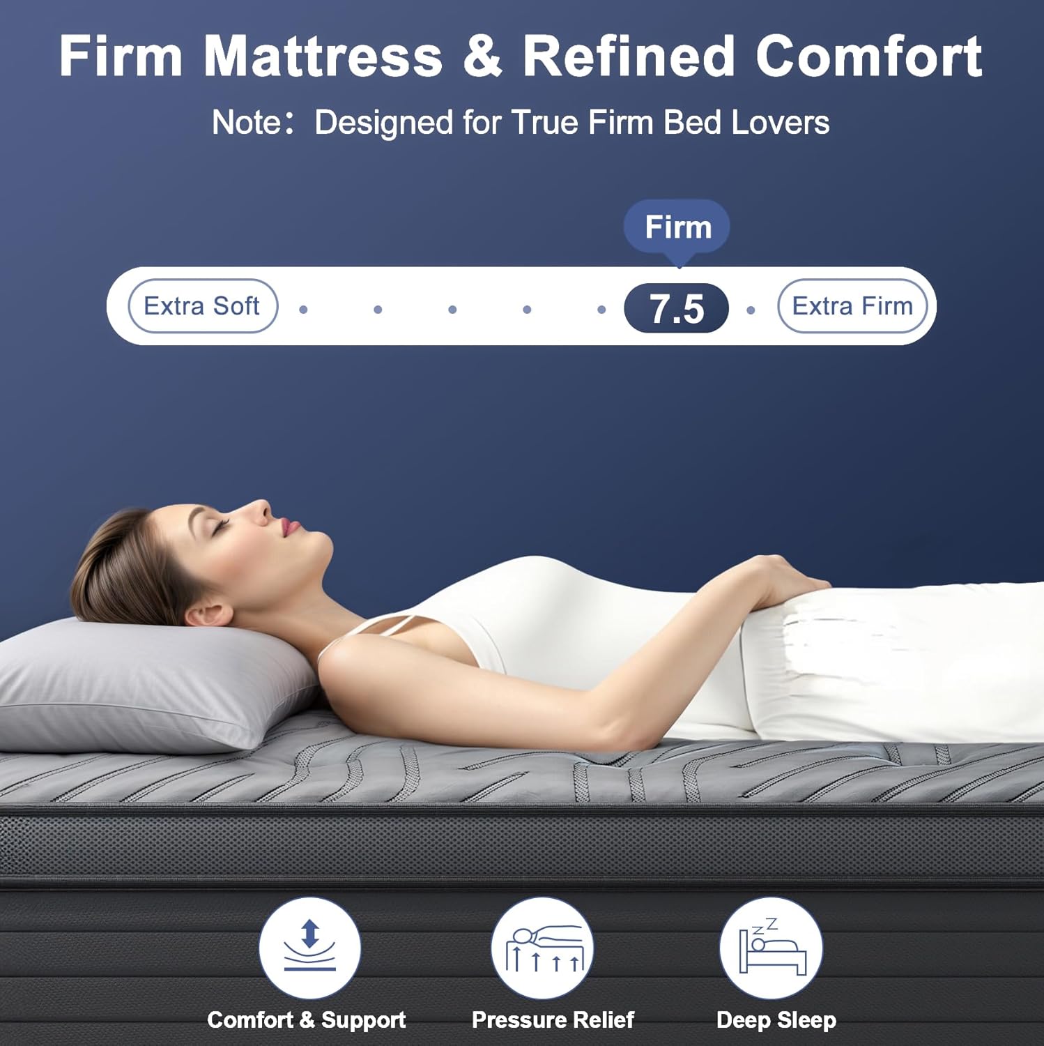 Queen Size Mattress Firm Mattress 14 Inch for Back Pain Relief,Breathable Cooling Ice Silk Top,Gel Memory Foam, Individual Pocket Spring, Hybrid Mattress Queen in a Box CertiPUR-US Certified